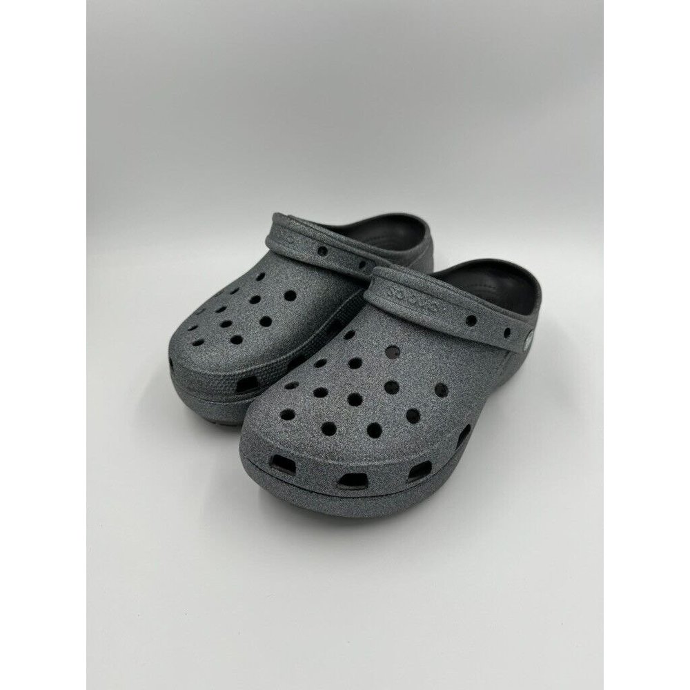 Crocs Women's Classic Platform Glitter II Clog in Black